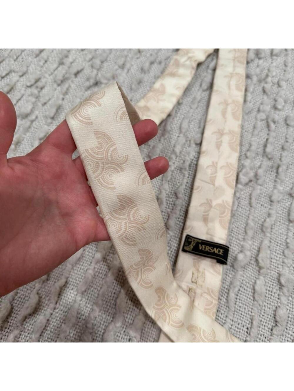 Versace Beige Patterned Silk Tie